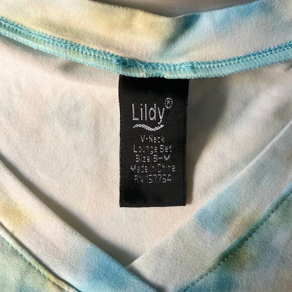 Lildy Women’s Set of Short Sleeve T-shirt & shorts, size S-M, Tie Dye White Blue - Picture 9 of 13